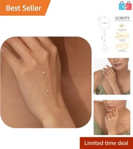 Versatile Rhinestone Hand Chain Bracelet Set for Women - Adjustable Gold Jewelry - Picture 1 of 8