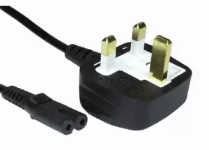 100 Kabel Großhandelsfigur 8 Kabel Netzkabel UK Stecker C7 3 AMP 2 Meter - Bild 1 von 1