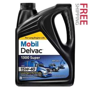 Mobil Delvac 1300 Super Heavy Duty Synthetic Blend Diesel Engine Oil 15W-40 4 ct - Picture 1 of 3