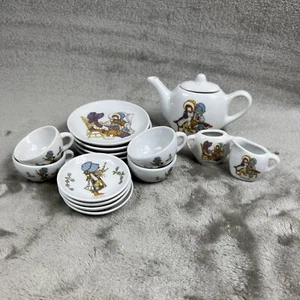 Vintage Holly Hobbie Children's Tea Set 16 Pieces Blue Bonnet Friends - Picture 1 of 15