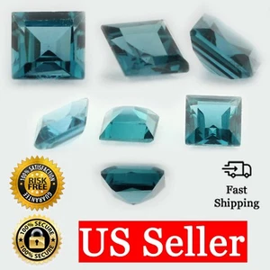 Loose Princess Cut Blue Zircon CZ Stone Single Cubic Zirconia Birthstone Shape - Picture 1 of 6