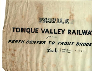 Tobique Valley Railway App 1885 Hand Drawn Profile Map Original Perth Center, NB - Bild 1 von 5