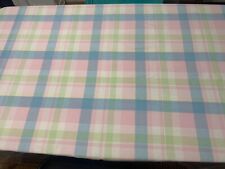 VINTAGE Checkered Pink/Lt. Green/Lt. Brown/White Tablecloth 46”W x 62”L