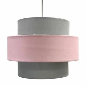 Easy Fit Light Shade Pink and Grey Design 2 Tier Ceiling Lighting Pendant - Picture 1 of 6