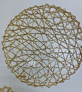 Set of 6 Gold Woven Paper Round Placemats NEW - Picture 1 of 6