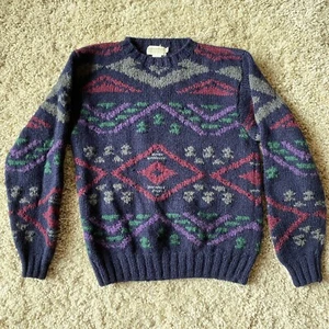 Vintage Banana Republic Safari & Travel 100% Wolle schwerer Pullover Gr. S Geo Print - Bild 1 von 9