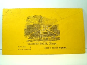 1870's TREMONT HOUSE Chicago ILL ADVERTISING ILLUSTRATED Envelope Cover TRAIN - Bild 1 von 2