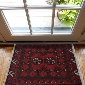 Afghanische Wolle Handarbeit Fußmatte Authentisch Traditionell Eingang Teppich Stil 65x48cm - Bild 1 von 3