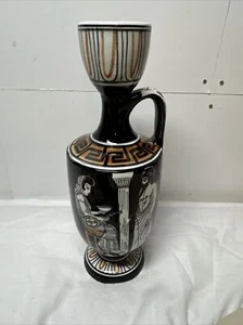 Greek Pitcher Vase King Eageas Asking the Soothsayer Themis For An Oracle 8.75" - Picture 1 of 9