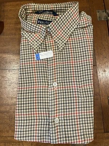 NAUTICA Button Down Shirt Men's XL Multi Check Pocket 100% Cotton L/S Free Ship - Picture 1 of 4