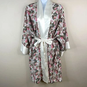 Vintage Victoria's Secret Kimono Morgenmantel Rose Floral OS Gürtel Gold Label Satin 90er - Bild 1 von 11