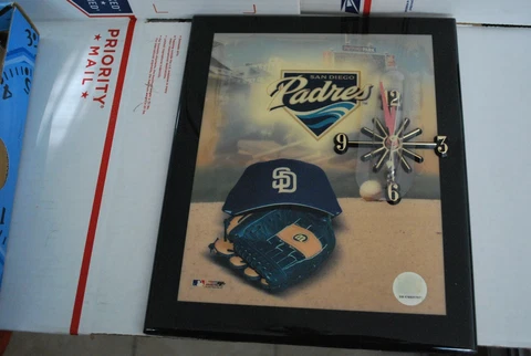Precision Movement Wood Resin Wall Clock San Diego PADRES MLB License 10"x12" Cover