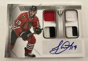JONATHAN TOEWS 2013-14 PANINI TITANIUM 4 STAR QUAD PATCH ATOGRAPH SN # 04/10 - Picture 1 of 2