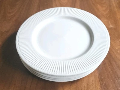 Godinger Gatherings Dinner Plates Setof 4 White 10.5” Elegant Series Ribbed Edge - Image 1 of 4