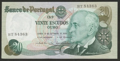 1978 PORTUGAL 20 ESCUDO NOTE UNC - Image 1 of 2