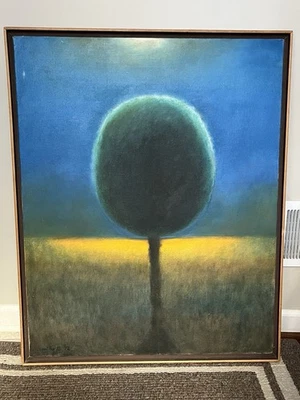 MCM 1972 Abstract Tree Oil On Canvas Painting 31.5”x25.5” - Image 1 of 4
