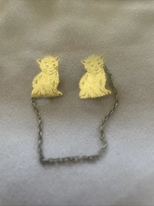 Vintage Lullaby Sterling 1937 Kitten Bib Clips. So Cute! - Picture 1 of 4