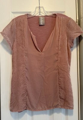 Camiseta Anthropologie Dolan Colección Costa Izquierda Terciopelo Rosa Cuello en V Talla M Foto 1 de 4