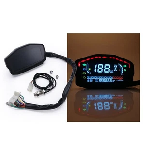 Universal Motorcycle Speedometer LCD Digital Tachometer KM/H MPH Gauge DC 8-12V - Picture 1 of 13