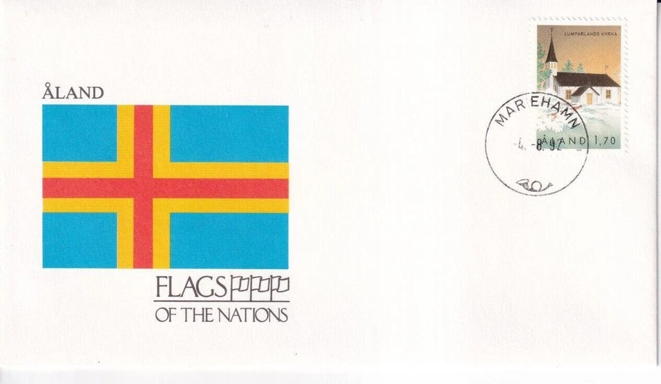 SA43f Aaland 1992 Banderas de las Naciones, Iglesia FDC Foto 1 de 1