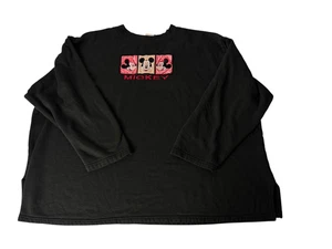 Disney Unlimited Womens 3X Black Fleece Pullover Sweatshirt Faces of Mickey Vtg - Picture 1 of 8