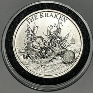 The Kraken Sea Monster Collector Coin 1 Troy Oz .999 Fine Silver Round Intaglio - Picture 1 of 14