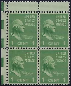 804 - 1c Miscut Gutter Snipe Error/EFO "Presidential Series" Prexie Blk of 4 MNH - Picture 1 of 1