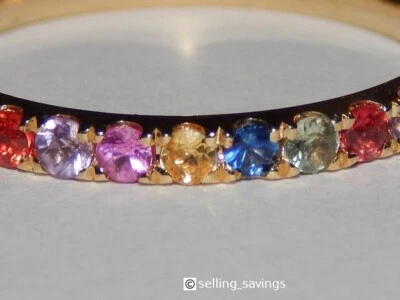 ANILLO BANDA SOLA APILABLE ORO AMARILLO 14K EFFY ZAFIRO MULTICOLOR 2MM TALLA 6,75 Foto 1 de 4