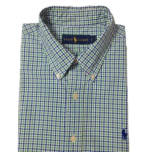 Ralph Lauren men's green gingham button-down shirt, size L - Picture 1 of 19