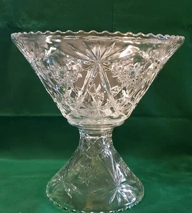 **SALE** VTG 2 PIECE ANCHOR HOCKING EAPC STAR OF DAVID PUNCH BOWL WITH PEDESTAL - Picture 1 of 8