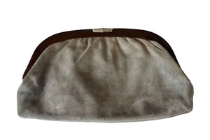 Vintage Joseph Magnin Gray Suede Lucite Top Clutch - Picture 1 of 8