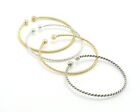 Swirl wire bracelet Ball head Adjustable Raw - Silver - Gold Plated brass 3893