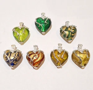 'Murano Glass' Heart STERLING SILVER Crystal set Pendant (choice of colours) - Picture 1 of 17