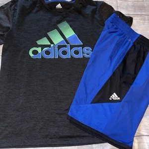 Adidas Youth XL (18/20) Blue Black Green Outfit Set - Picture 1 of 2