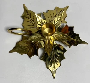 Vintage Messing Weihnachtsstern Stechpalmenblatt Kerzenständer Weihnachten - Kerzenständer - Bild 1 von 12