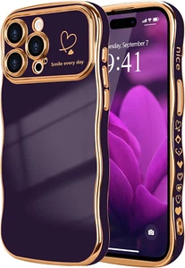  Für Iphne 14 Pro Max Etui für Frauen Mädchen, niedlicher Wellenrahmen lockige Form mit Liebe - Bild 1 von 9