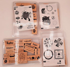 Stampin Up lot of Four sets of mounted rubber stamps, most new Clockworks