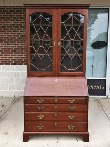 c1780 Solid Mahogany Secretary Desk w. Bookcase Cover