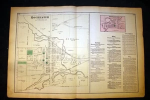 1872 Rochester Village Stony Creek Plat Map Oakland County Michigan Original - Picture 1 of 9