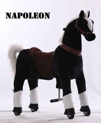 Kids-Horse "Napoleon" Schaukelpferd auf Rolle, schwarz mit weißer Flamme und Huf - Bild 1 von 4