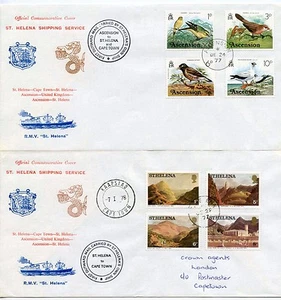ASCENSION ST HELENA SHIPPING SERVICE MAIDEN VOYAGE CHRISTMAS 1977 BIRDS + SCENES - Picture 1 of 2