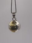 vintage sterling silver 925 mexico brass accent globe bell/rings pendant 12.3 g