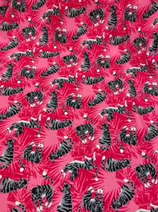Cats on pink poly 4 way stretch Spandex fabric dancewear swimwear - Picture 1 of 1