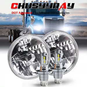 Pair 7 inch Round LED Headlights HI-Lo Beam for Freightliner Coronado 2001-2016 - Foto 1 di 16