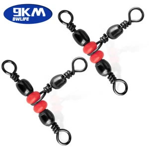 9KM Cross Line Swivel Stainless Steel 25~100Pcs 3 Way Swivel Fishing Accessories - Picture 1 of 19