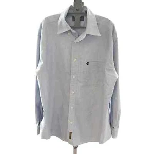 Timberland Mens Long Sleeved Button Up Shirt Light Blue Chambray Look Size L - Picture 1 of 9