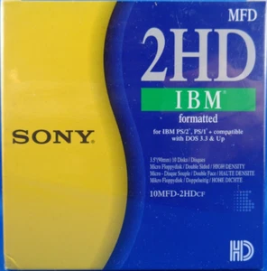 SONY MFD 2HD / IBM FORMATTED -- 10 STÜCK - NEUWARE - IN FOLIE EINGESCHWEISST - Picture 1 of 3
