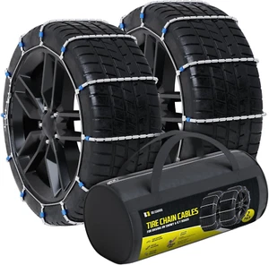 Tire Chain Cables for Snow & Ice, Fits Passenger Cars & Some Suvs, Constructed t - Picture 1 of 8