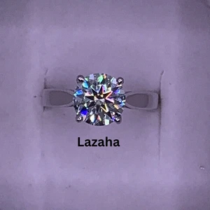 Anello di Fidanzamento Donna 1 Ct Moissanite Taglio Tondo Oro Bianco 18K Solitario - Foto 1 di 13