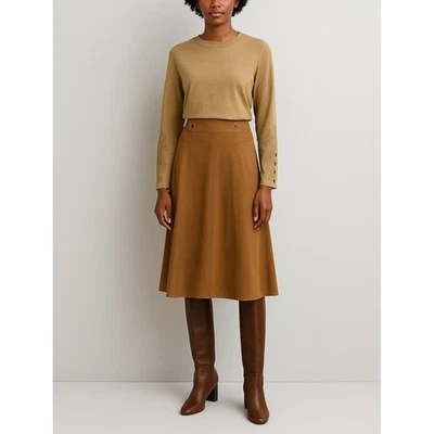 Falda midi Dressbarn camel imitación gamuza línea A para mujer talla 14 97 % poliéster Foto 1 de 4